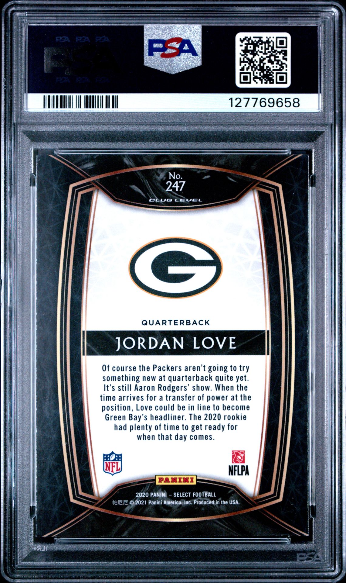 2020 Panini Select Jordan Love #247 Mint 9 back