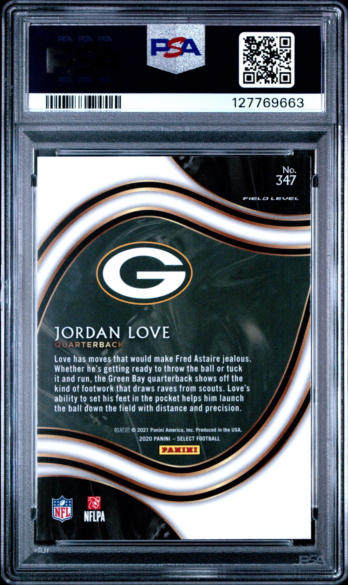2020 Panini Select Jordan Love #347 Mint 9 back