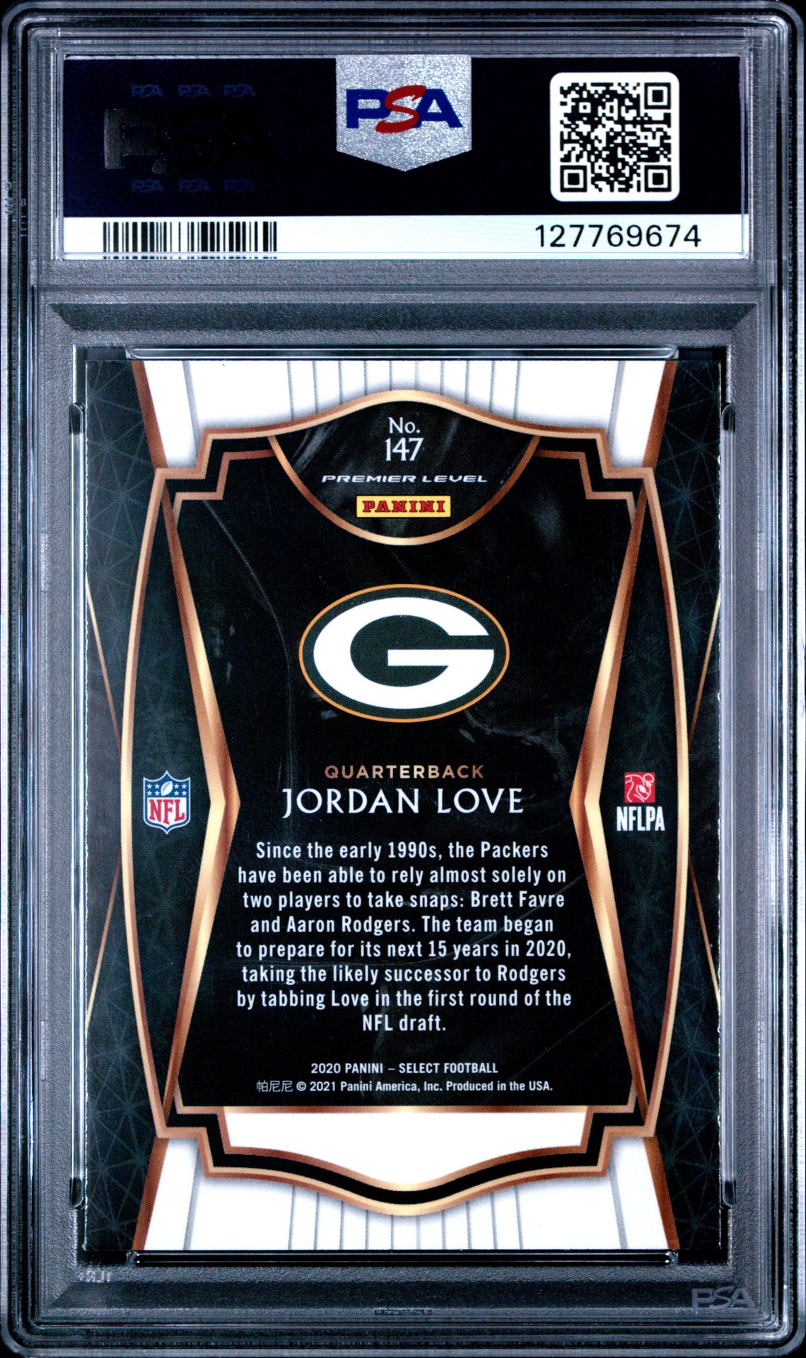 2020 Panini Select Jordan Love #147 Gem Mt 10 back