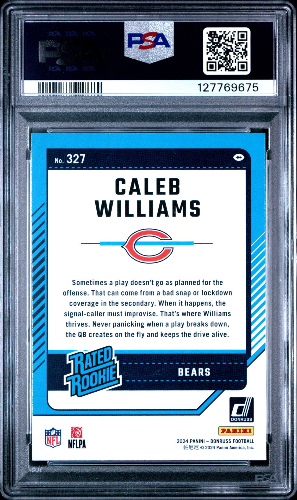 2024 Panini Donruss Caleb Williams #327 Gem Mt 10 back
