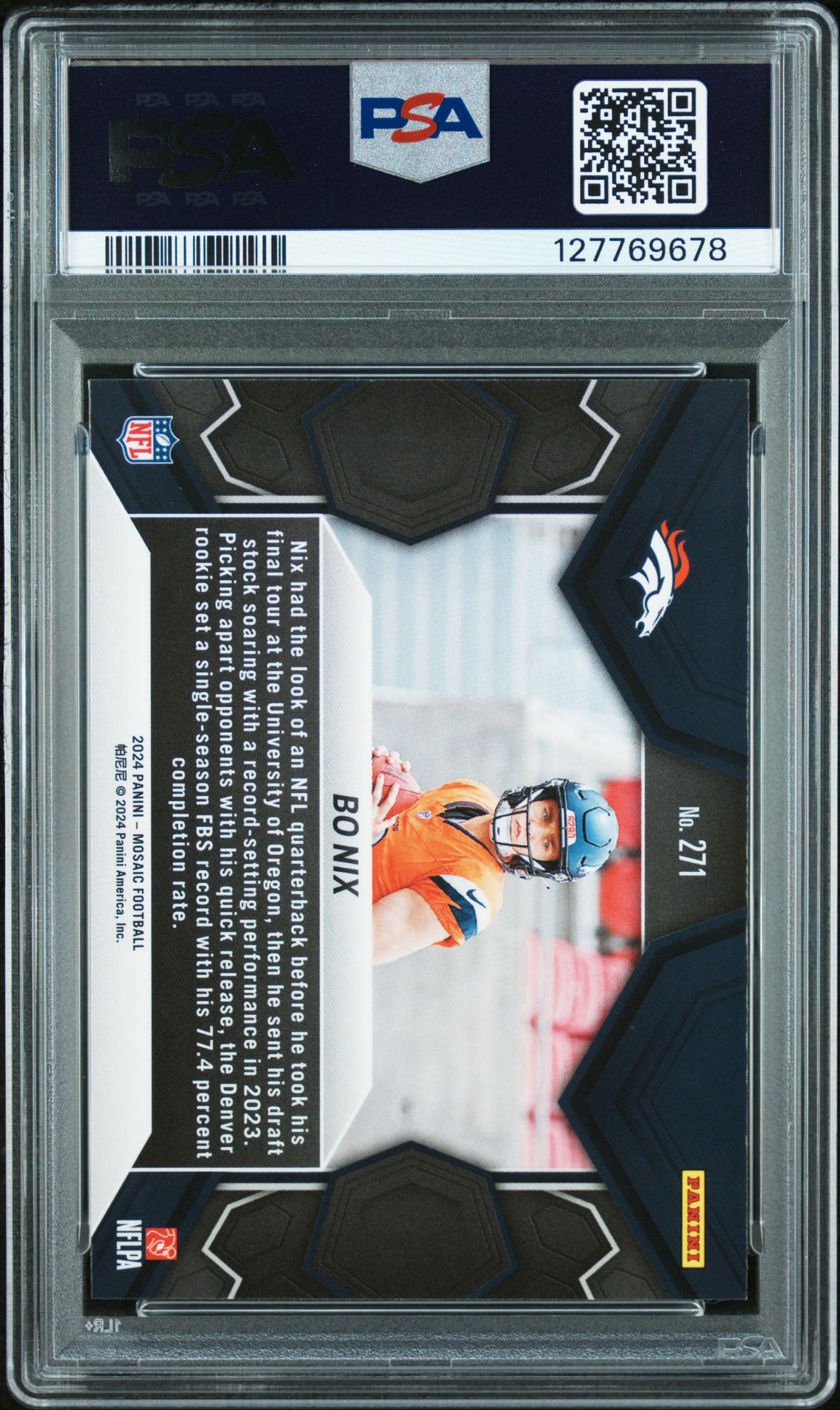 2024 Panini Mosaic Bo Nix #271 Mint 9 back