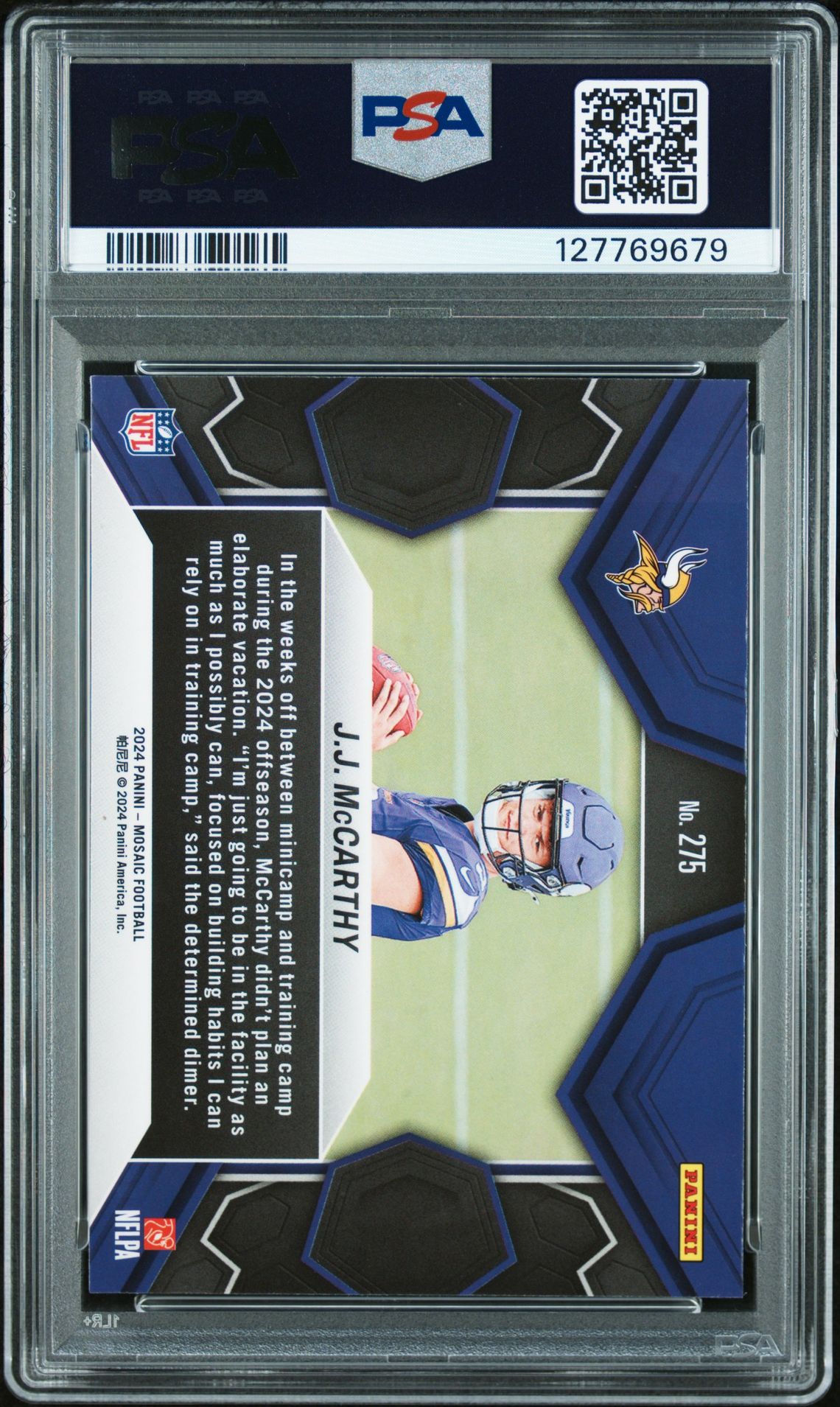 2024 Panini Mosaic Jj Mccarthy #275 Mint 9 back