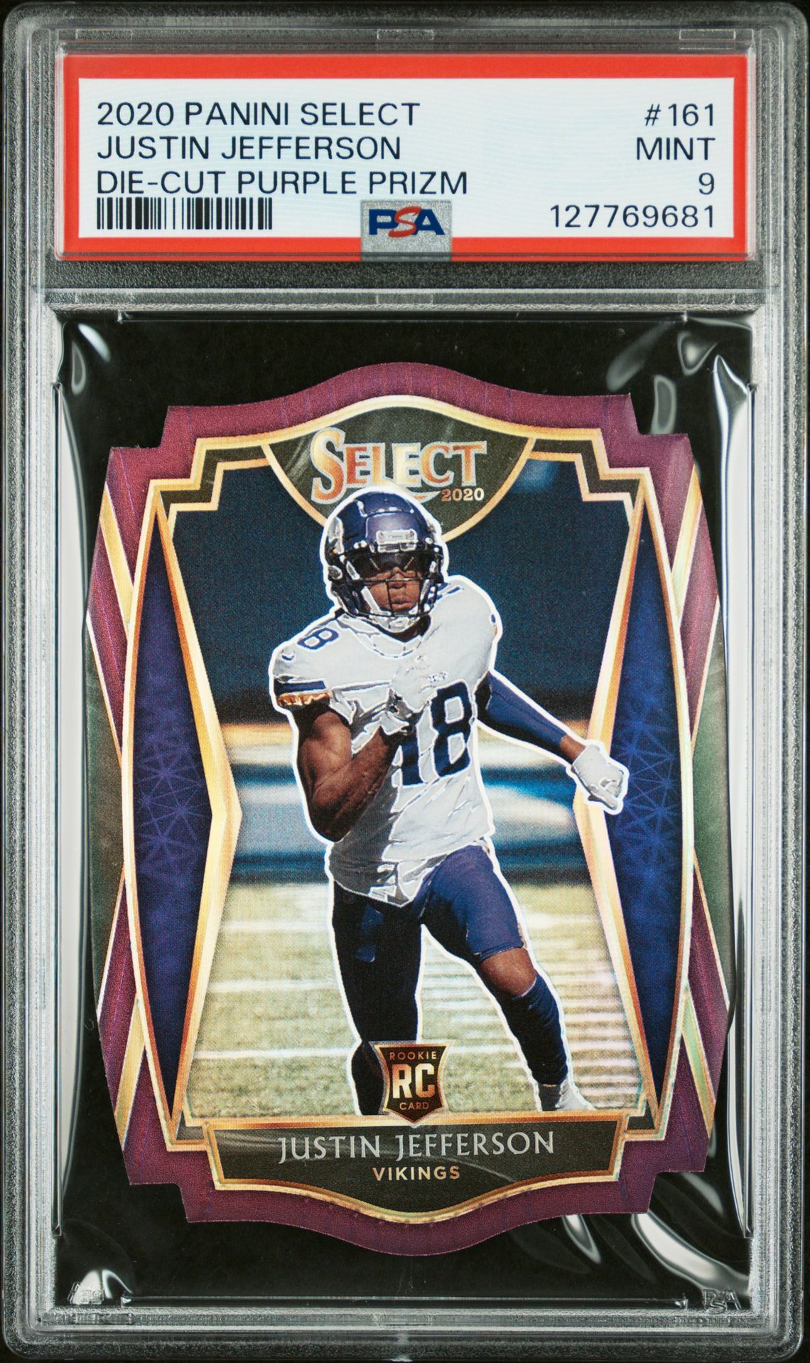 2020 Panini Select Justin Jefferson #161 (Die-Cut Purple Prizm) Mint 9 front