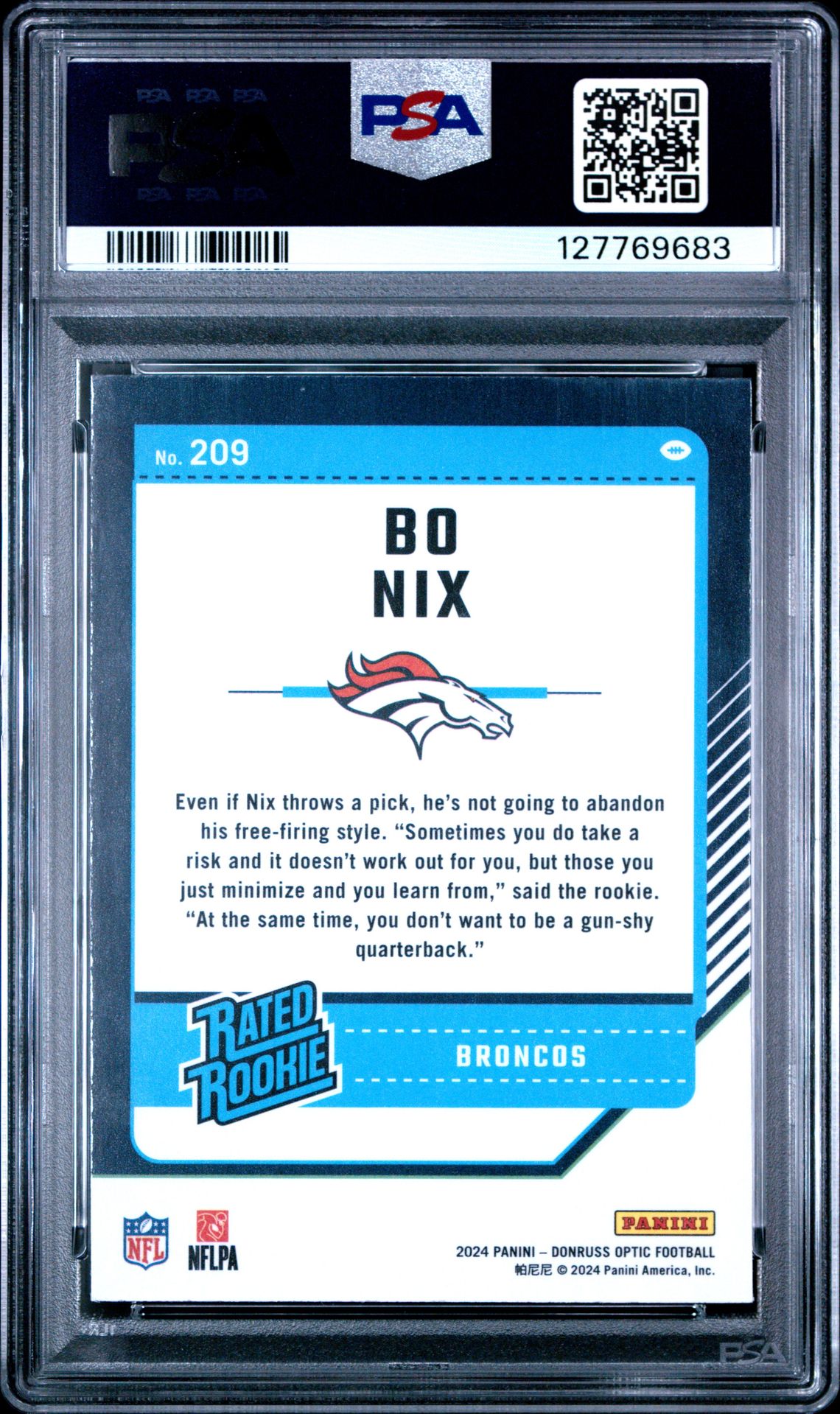 2024 Panini Donruss Optic Bo Nix #209 Nm-Mt 8 back