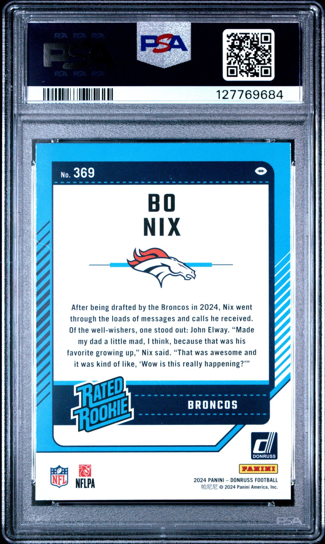 2024 Panini Donruss Bo Nix #369 Nm-Mt 8 back