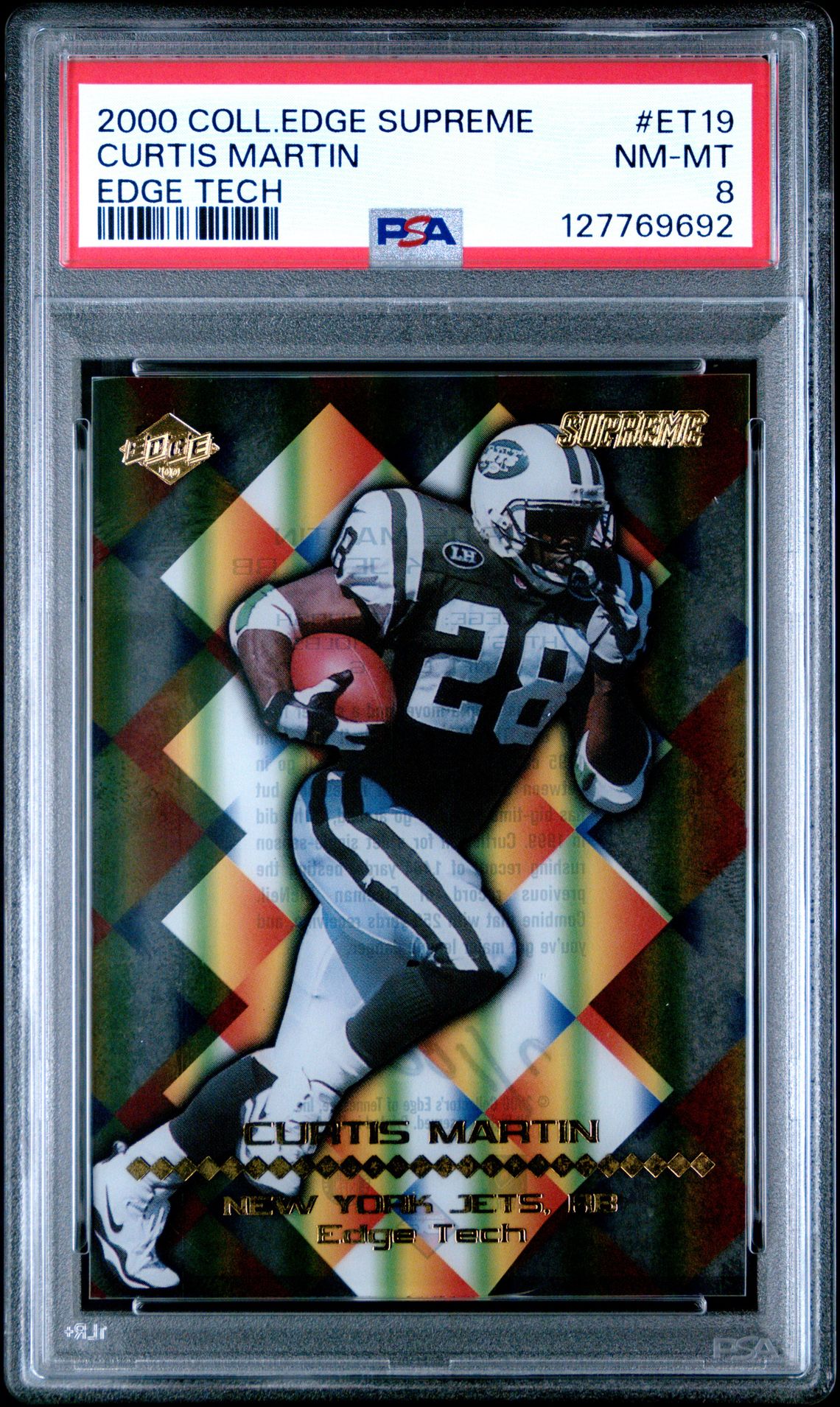 2000 Collector's Edge Supreme Edge Tech Curtis Martin #Et19 (Edge Tech) Nm-Mt 8 front
