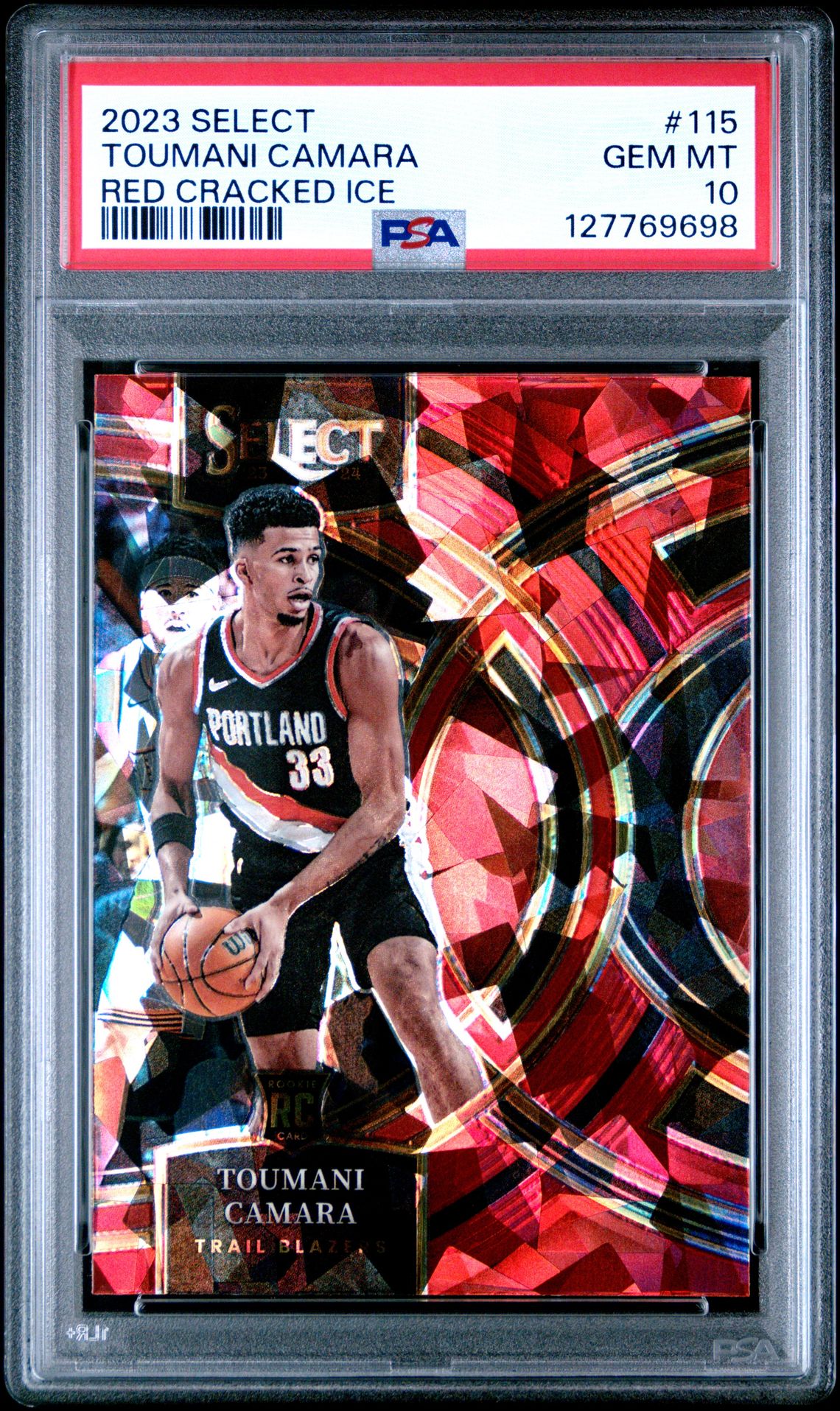 2023 Panini Select Toumani Camara #115 (Red Cracked Ice) Gem Mt 10 front