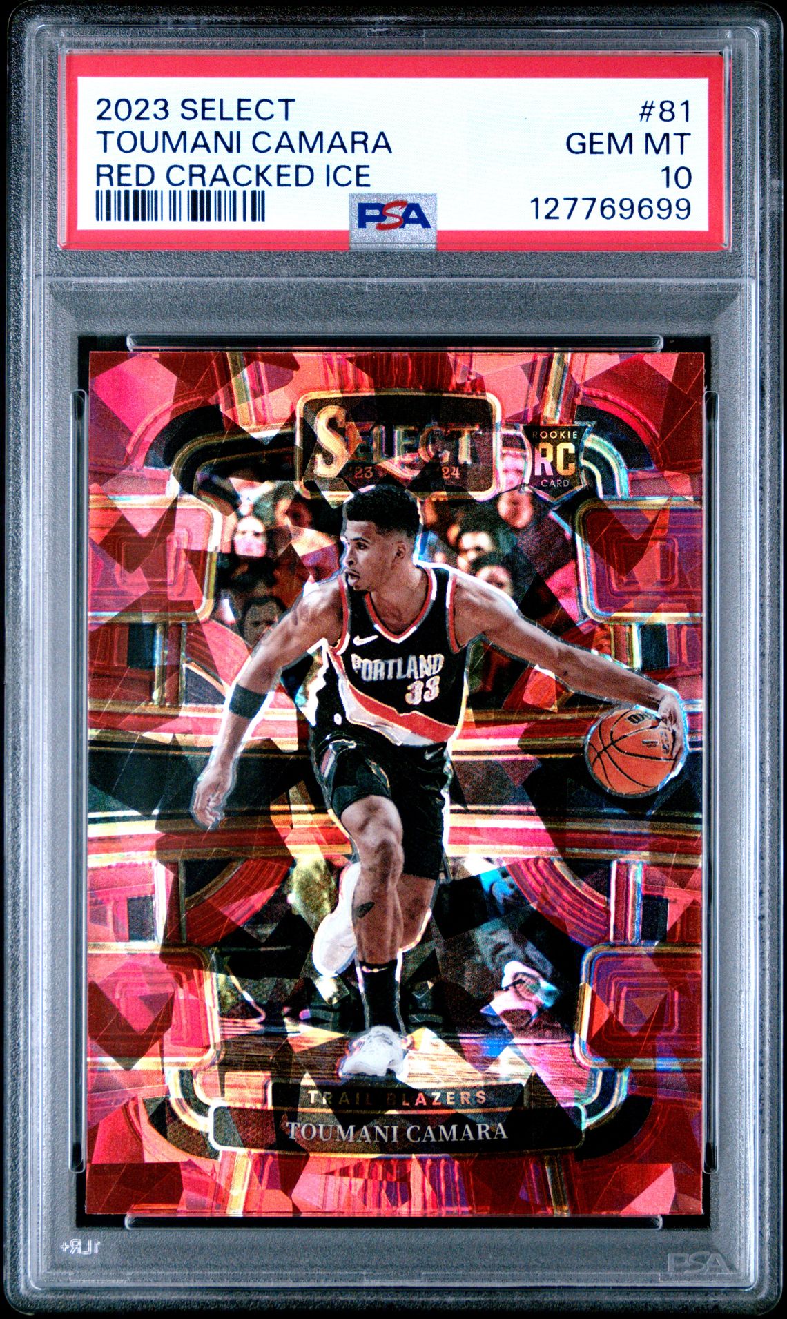 2023 Panini Select Toumani Camara #81 (Red Cracked Ice) Gem Mt 10 front