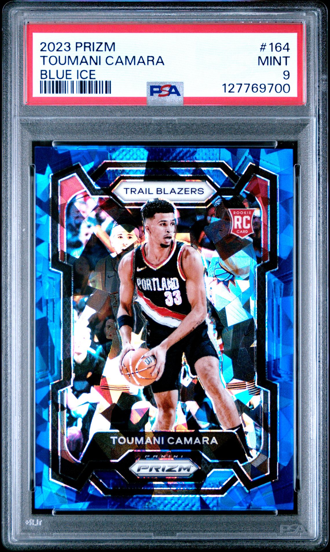 2023 Panini Prizm Toumani Camara #164 (Blue Ice) Mint 9 front