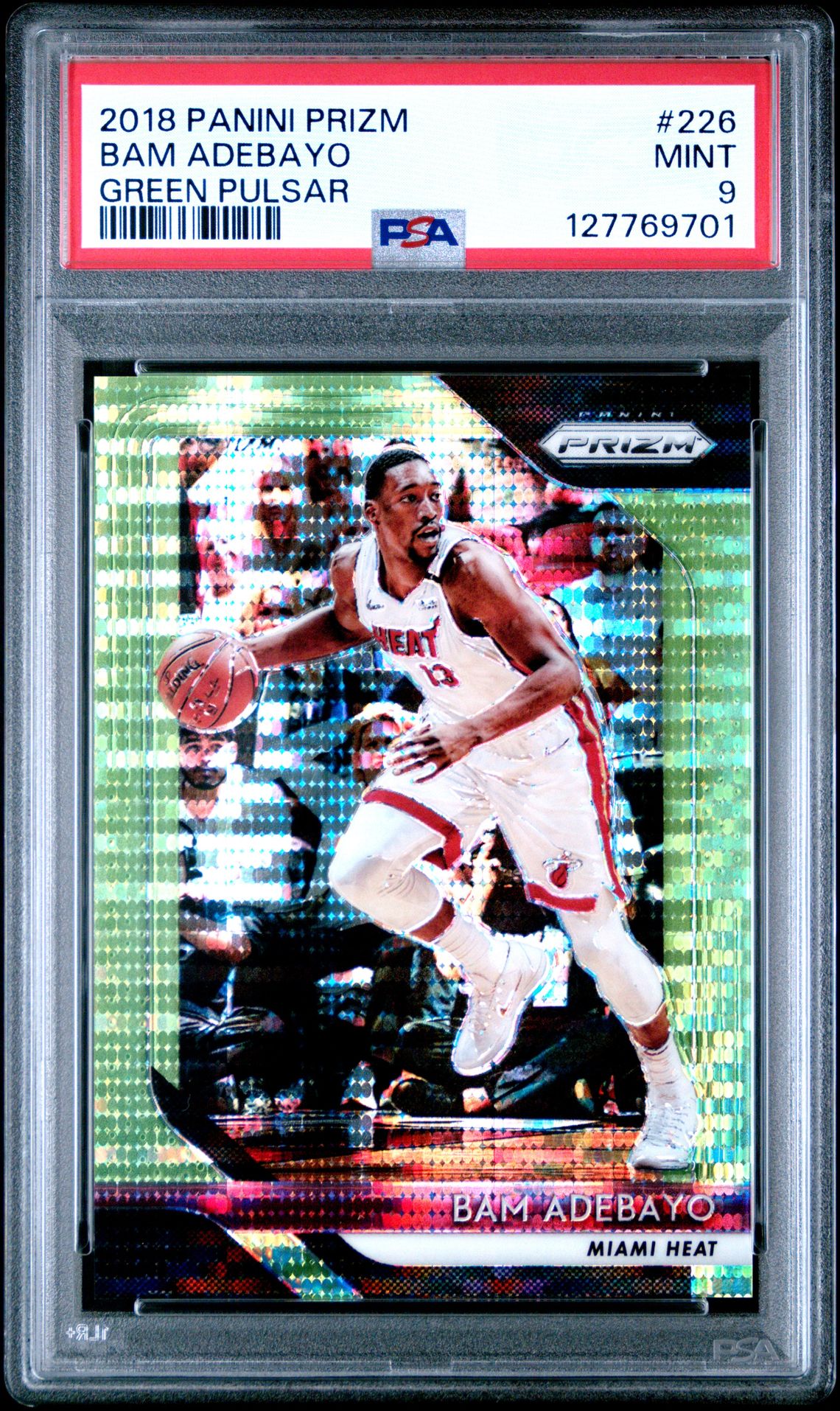 2018 Panini Prizm Bam Adebayo #226 (Green Pulsar) Mint 9 front