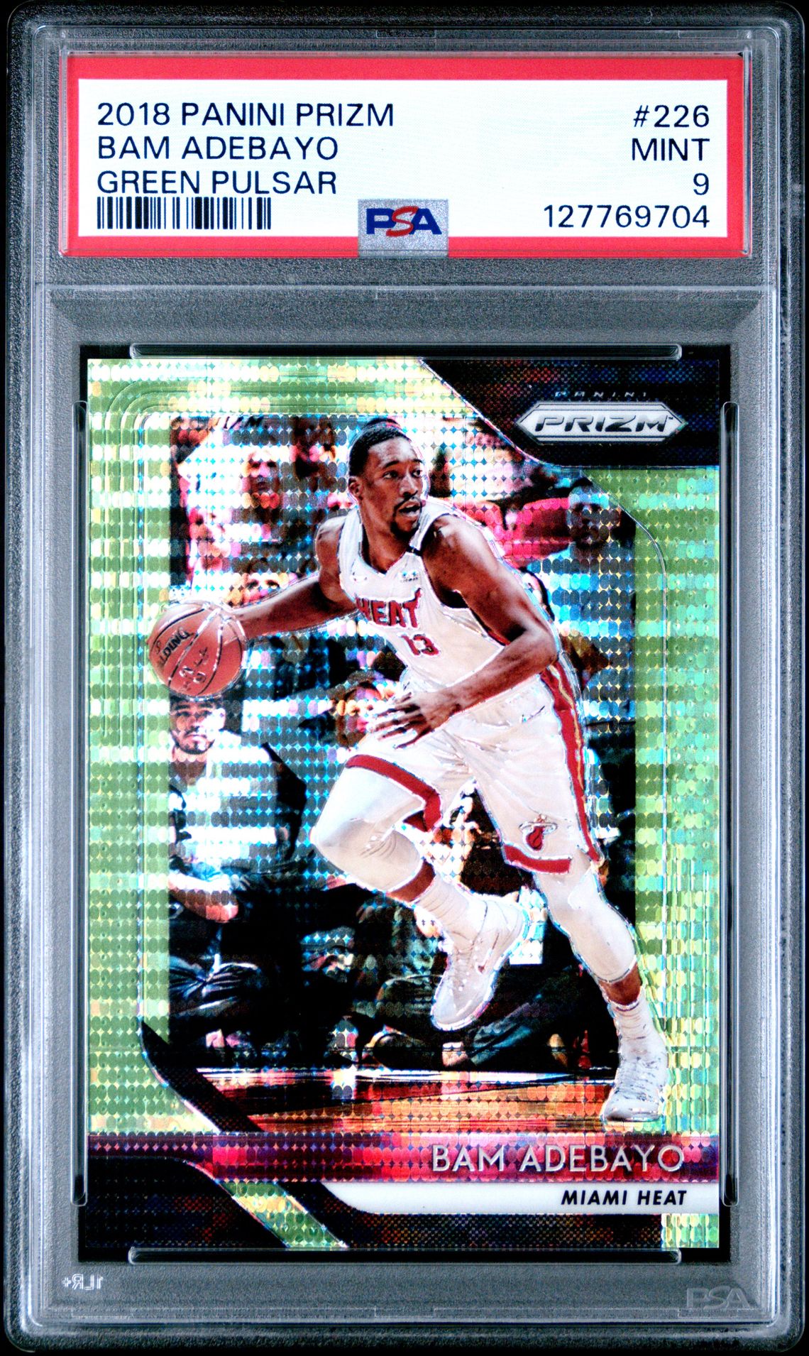 2018 Panini Prizm Bam Adebayo #226 (Green Pulsar) Mint 9 front