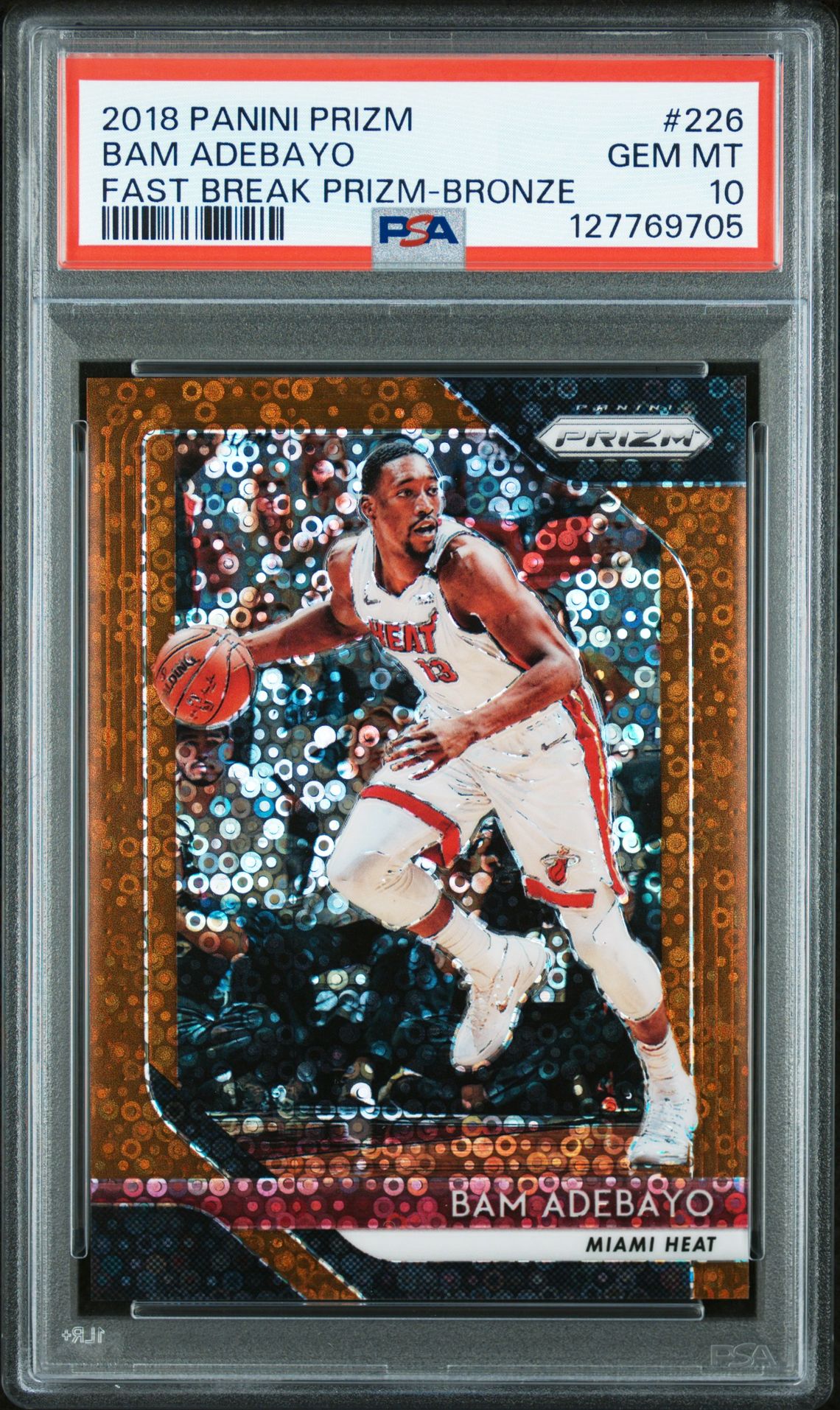 2018 Panini Prizm Bam Adebayo #226 (Fast Break Prizm-Bronze) Gem Mt 10 front