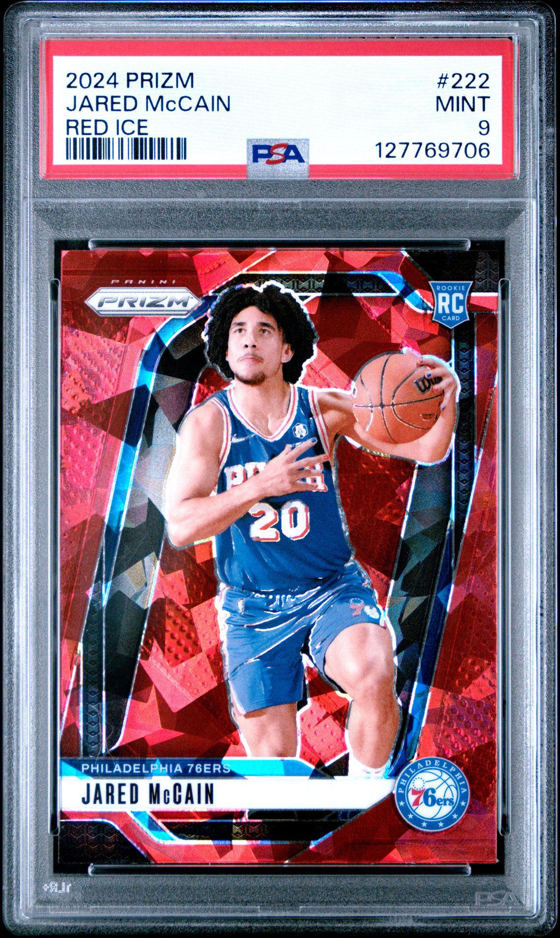 2024 Panini Prizm Jared Mccain #222 (Red Ice) Mint 9 front