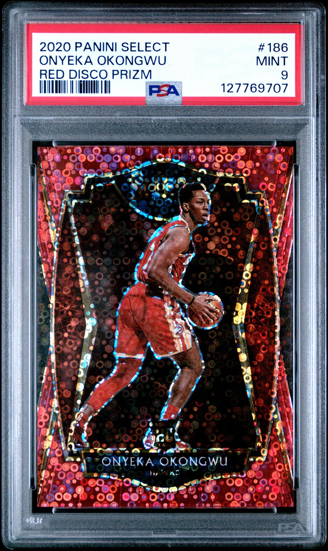 2020 Panini Select Onyeka Okongwu #186 (Red Disco Prizm) Mint 9 front