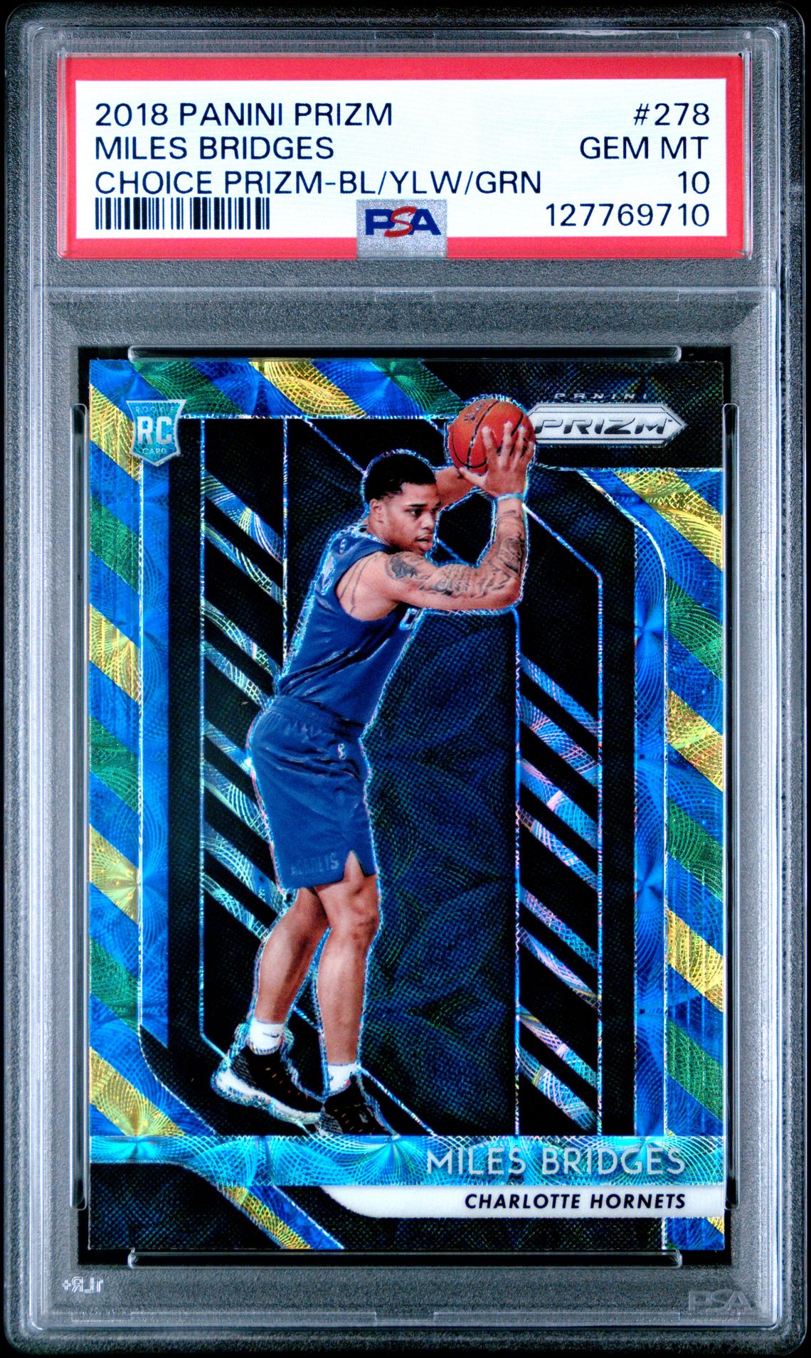2018 Panini Prizm Miles Bridges #278 (Choice Prizm-Bl/Ylw/Grn) Gem Mt 10 front
