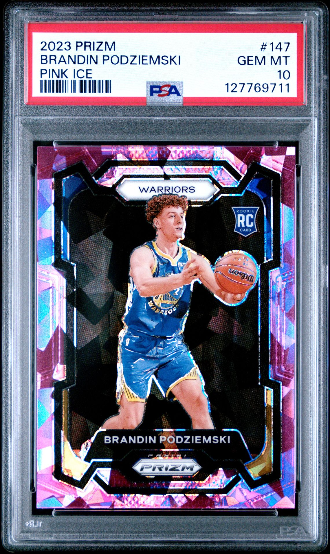 2023 Panini Prizm Brandin Podziemski #147 (Pink Ice) Gem Mt 10 front