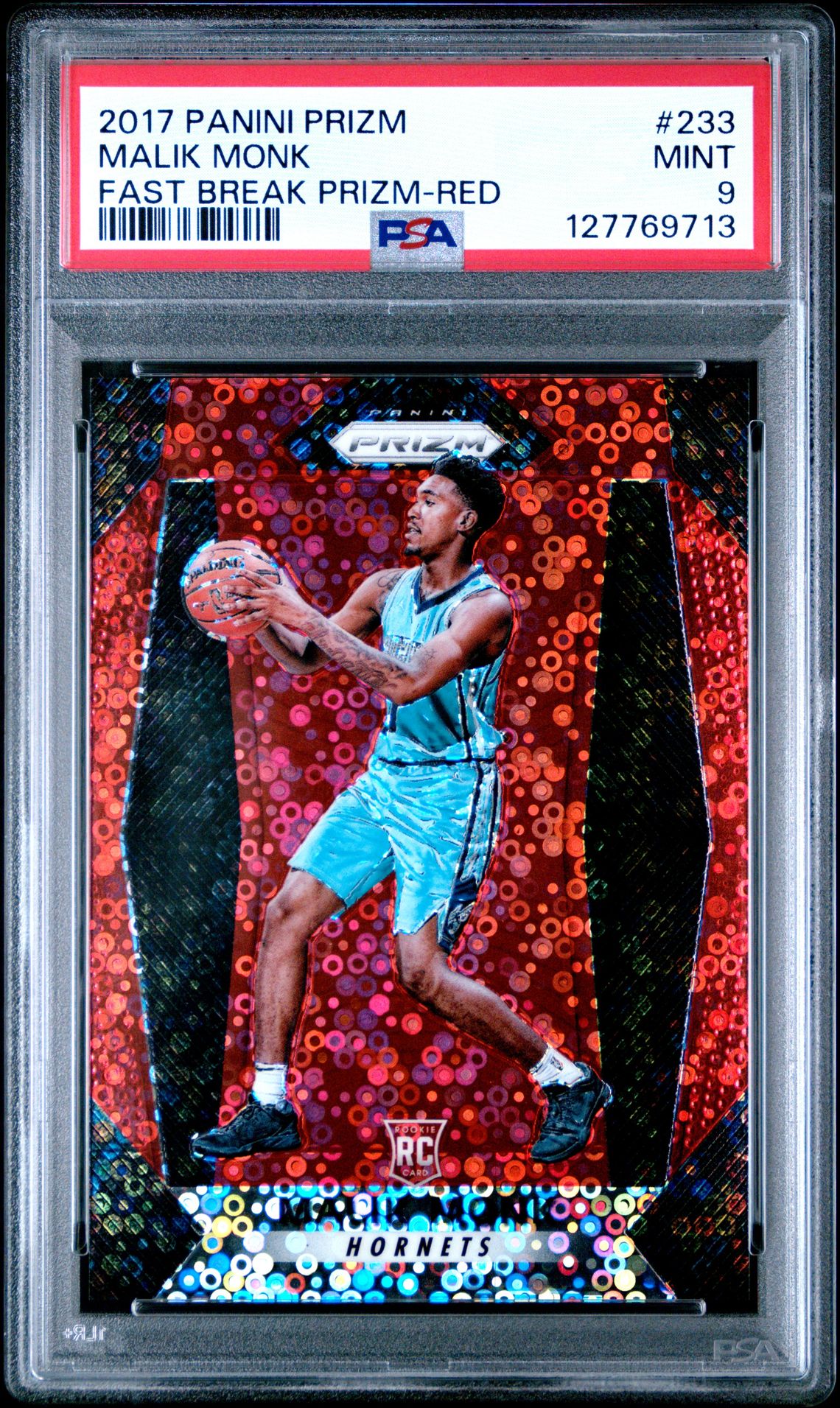2017 Panini Prizm Malik Monk #233 (Fast Break Prizm-Red) Mint 9 front