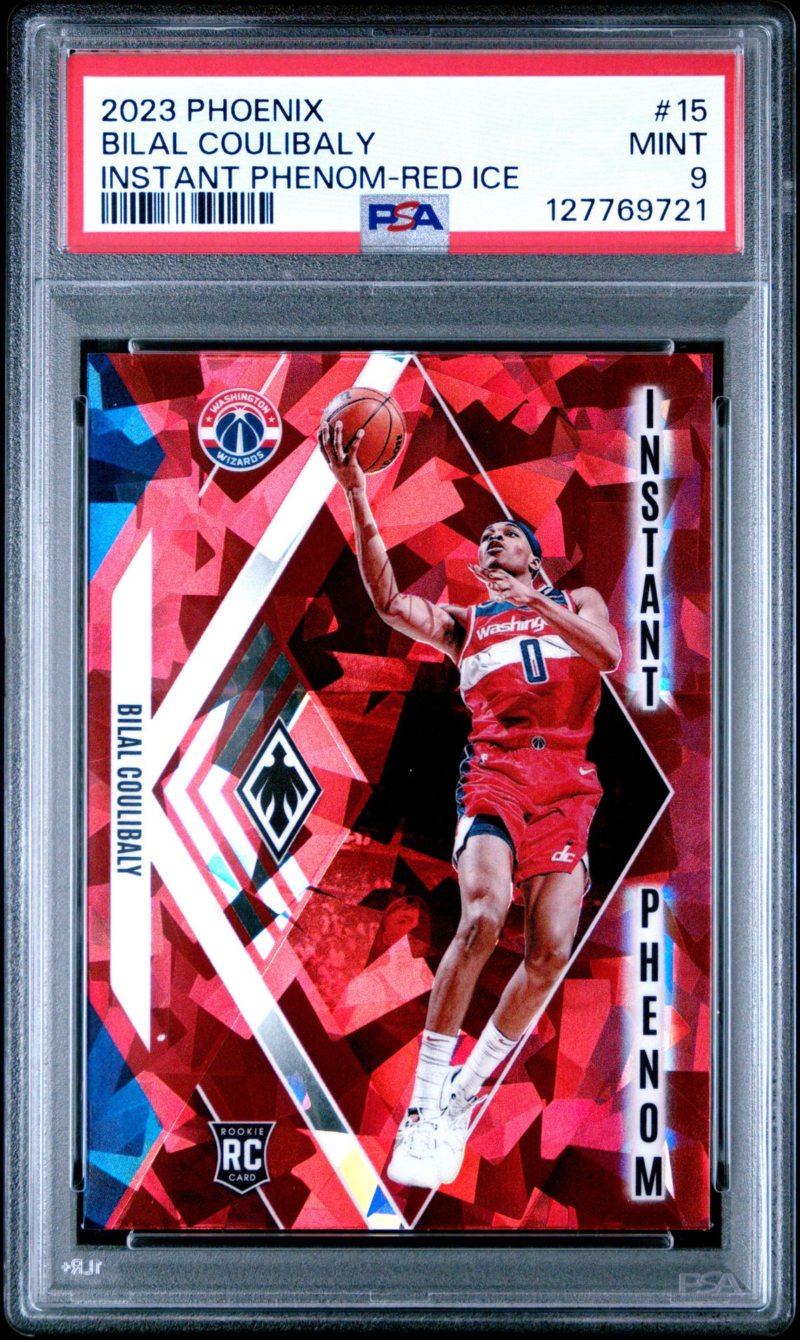 2023 Panini Phoenix Instant Phenom Bilal Coulibaly #15 (Instant Phenom-Red Ice) Mint 9 front