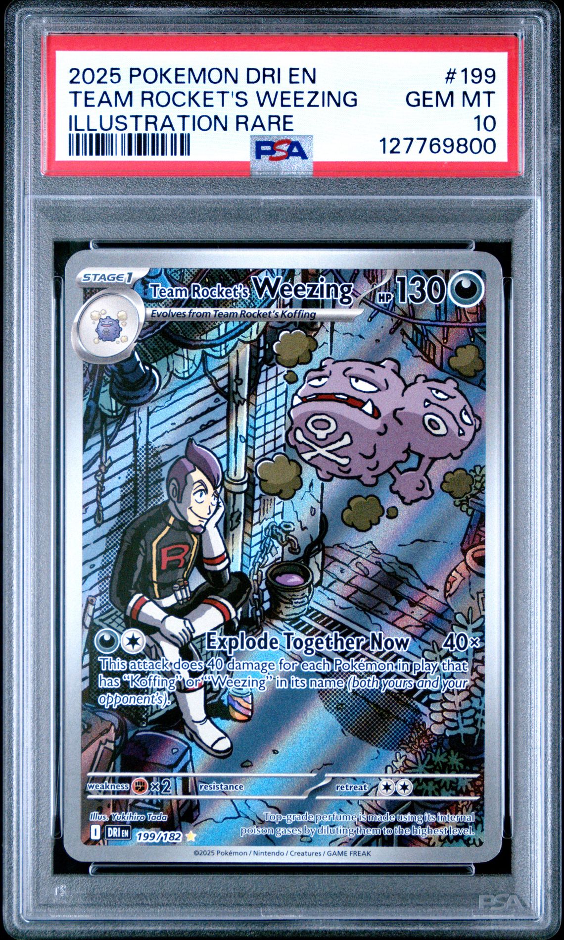 2025 Pokemon Dri En-Destined Rivals Team Rocket's Weezing #199 (Illustration Rare) Gem Mt 10 front
