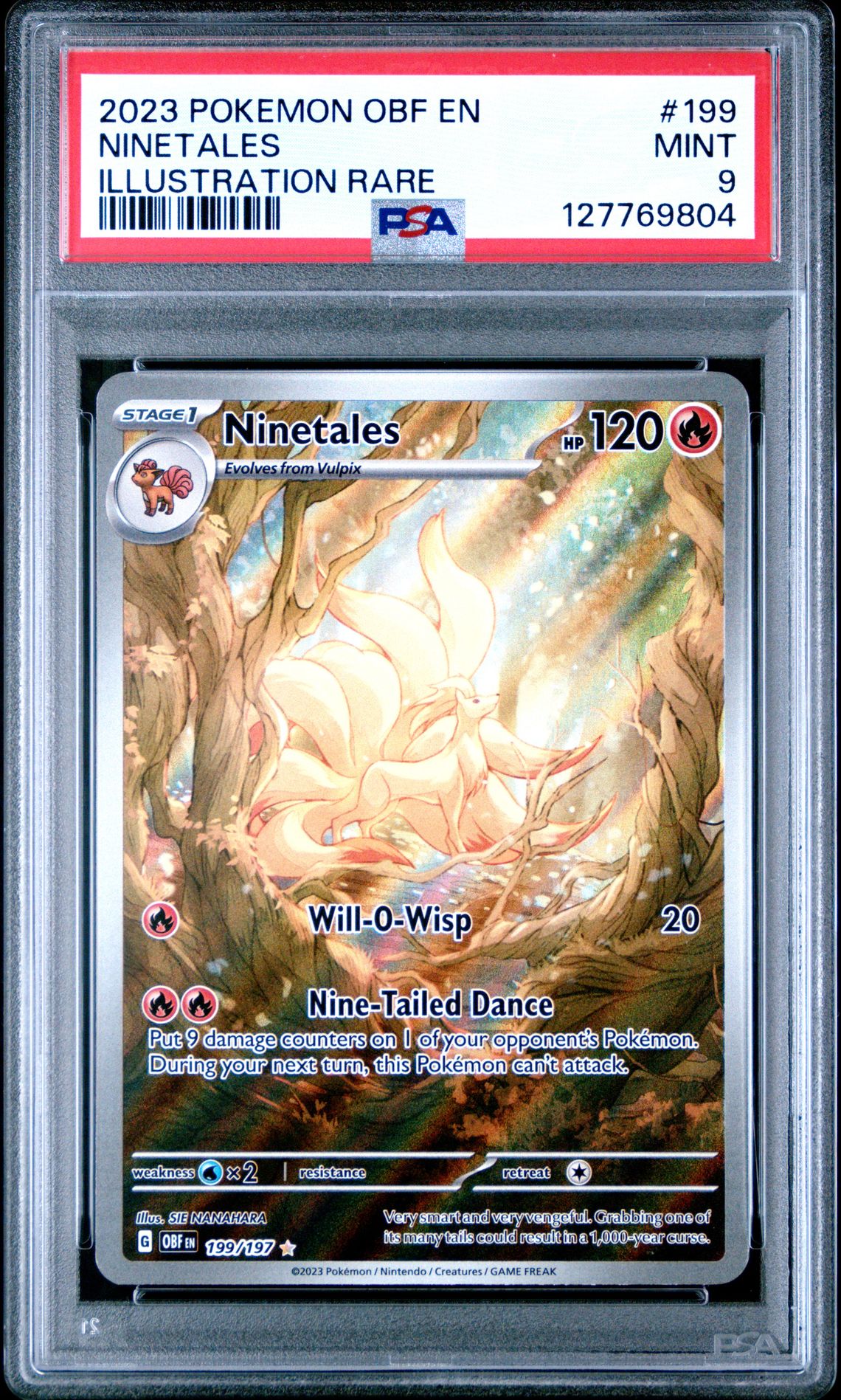 2023 Pokemon Obf En-Obsidian Flames Ninetales #199 (Illustration Rare) Mint 9 front