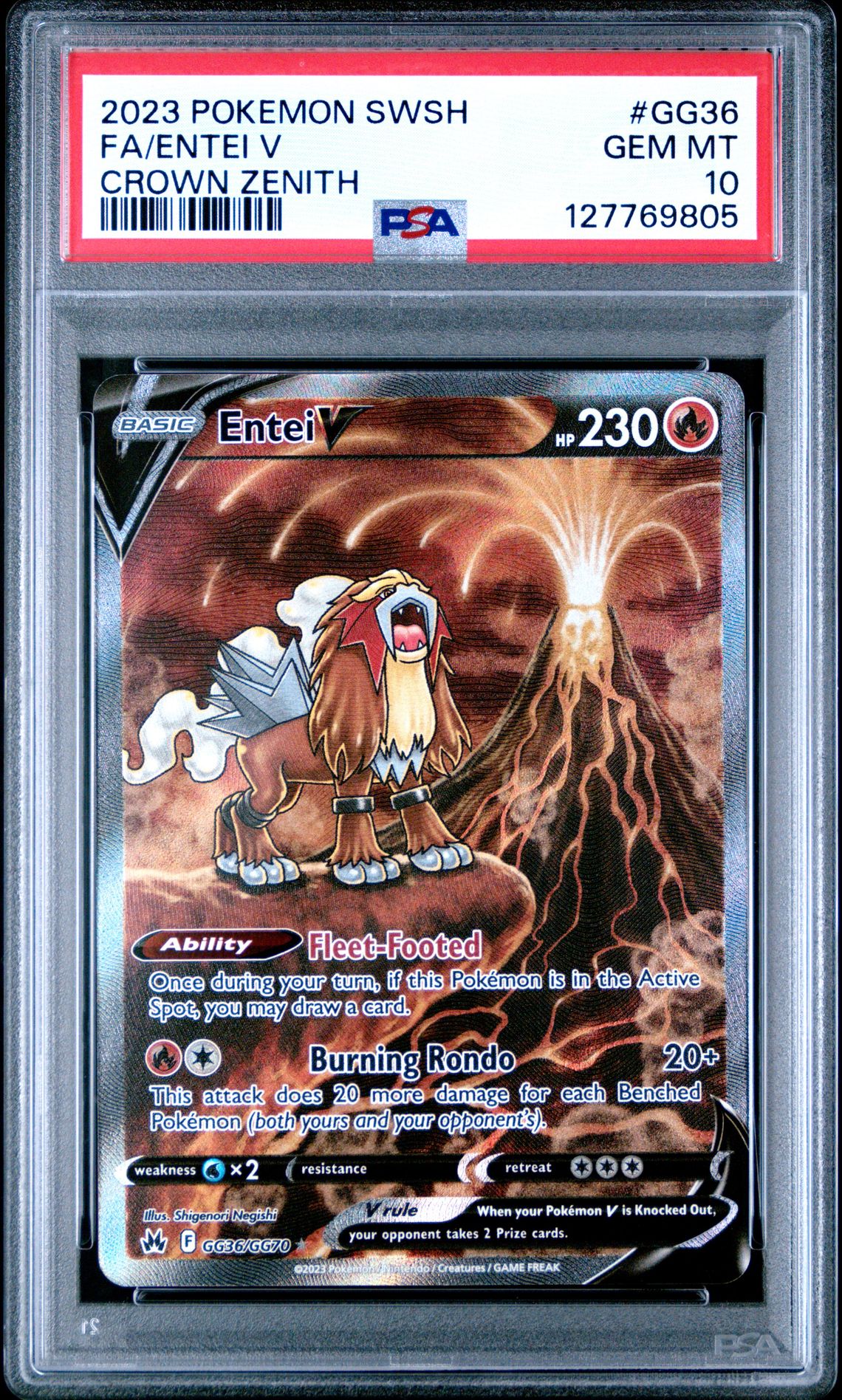 2023 Pokemon Sword And Shield Crown Zenith Fa/Entei V #Gg36 (Crown Zenith) Gem Mt 10 front
