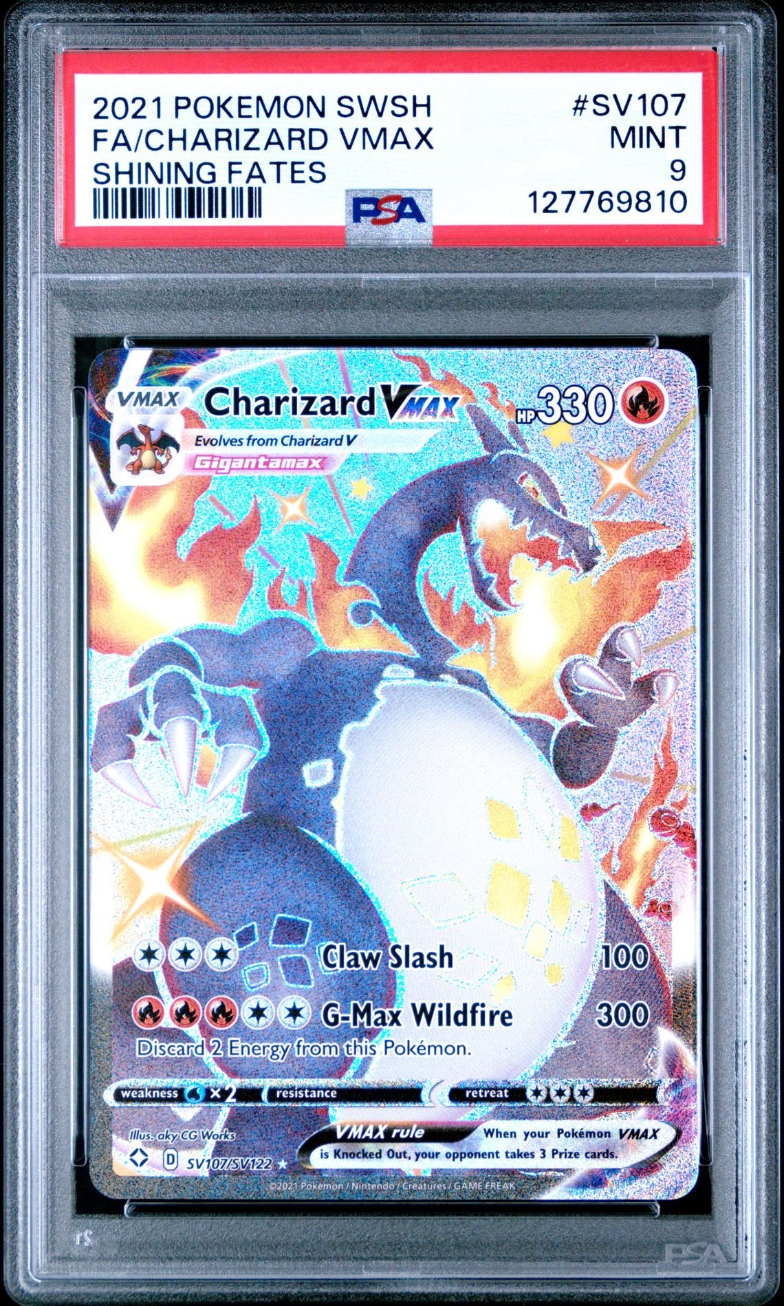 2021 Pokemon Sword & Shield Shining Fates Fa/Charizard Vmax #Sv107 (Shining Fates) Mint 9 front