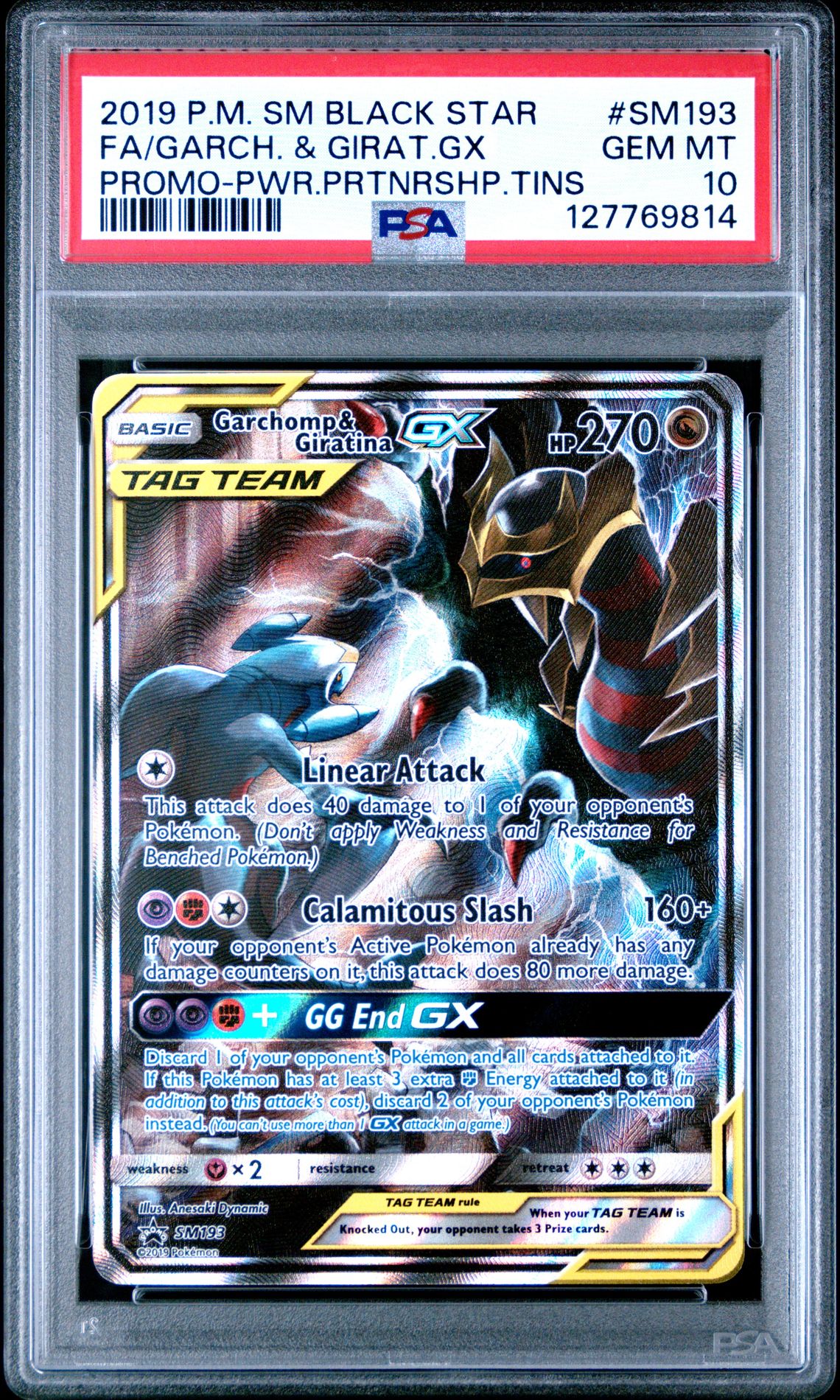 2019 Pokemon Sm Black Star Promo Fa/Garch. & Girat.gx #Sm193 (Promo-Pwr.prtnrshp.tins) Gem Mt 10 front