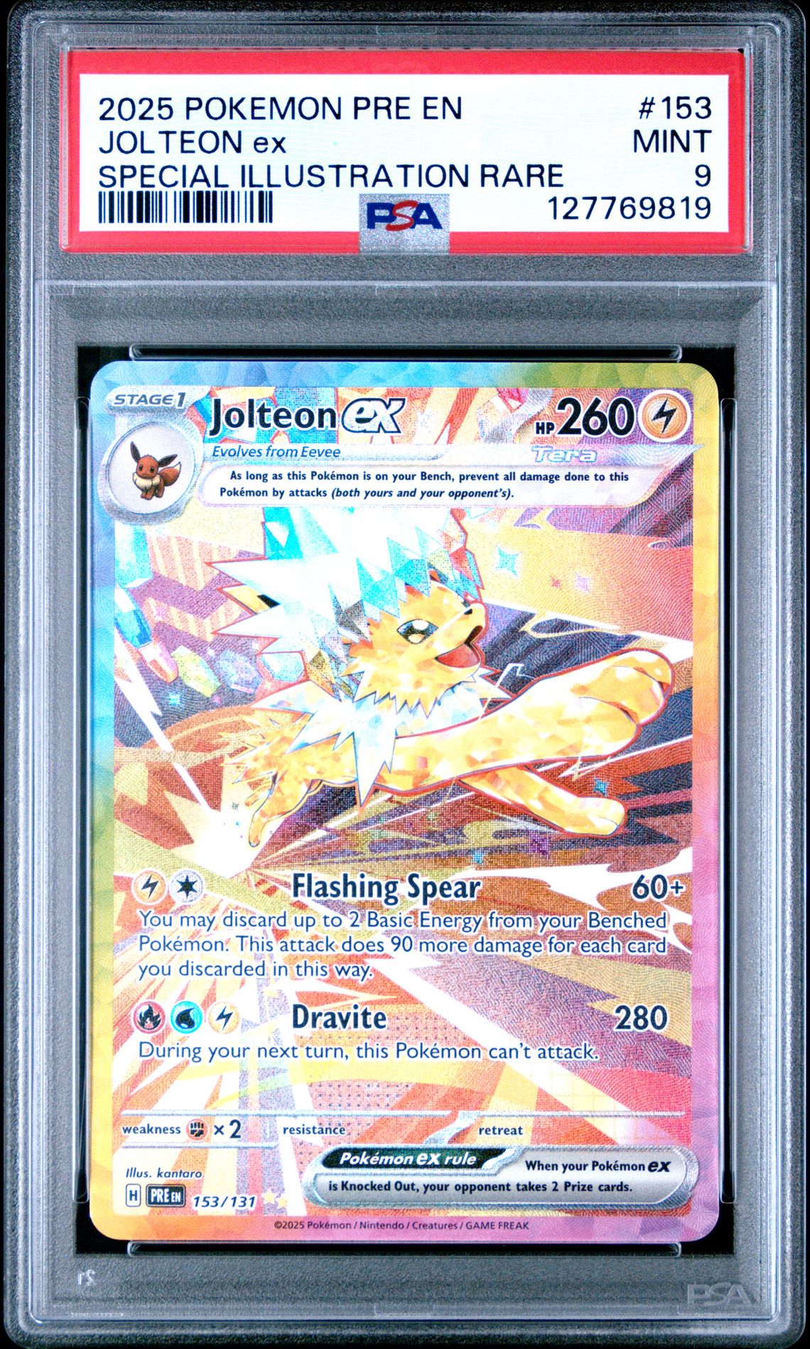 2025 Pokemon Pre En-Prismatic Evolutions Jolteon Ex #153 (Special Illustration Rare) Mint 9 front