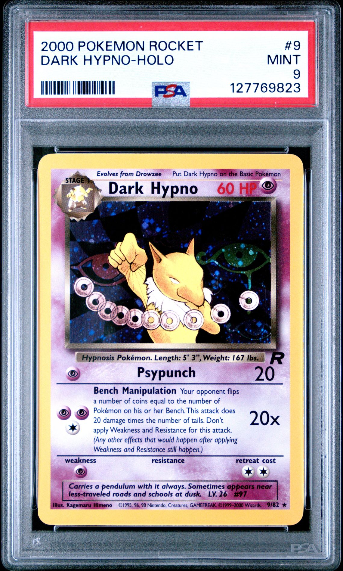 2000 Pokemon Rocket Dark Hypno-Holo #9 Mint 9 front