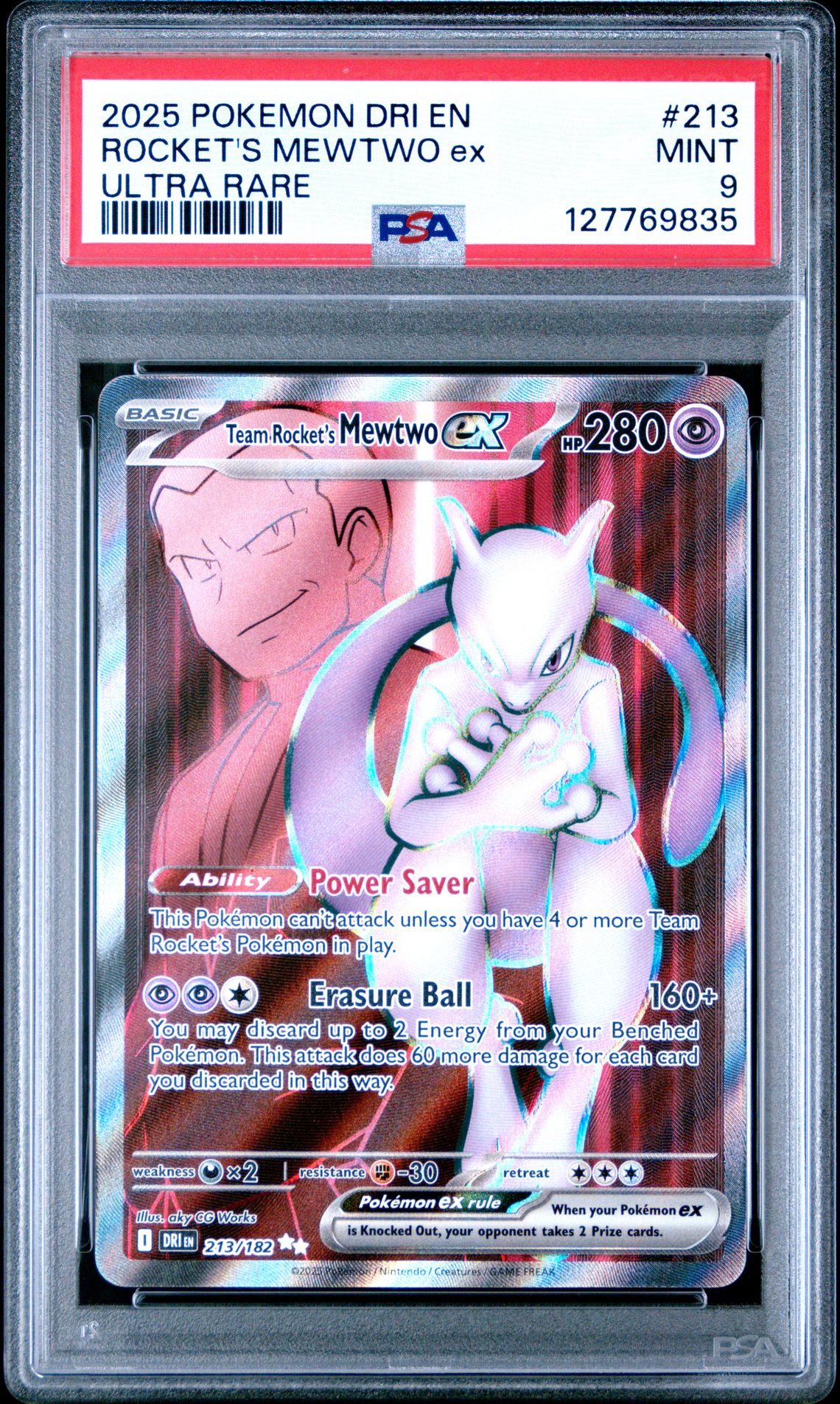 2025 Pokemon Dri En-Destined Rivals Rocket's Mewtwo Ex #213 (Ultra Rare) Mint 9 front