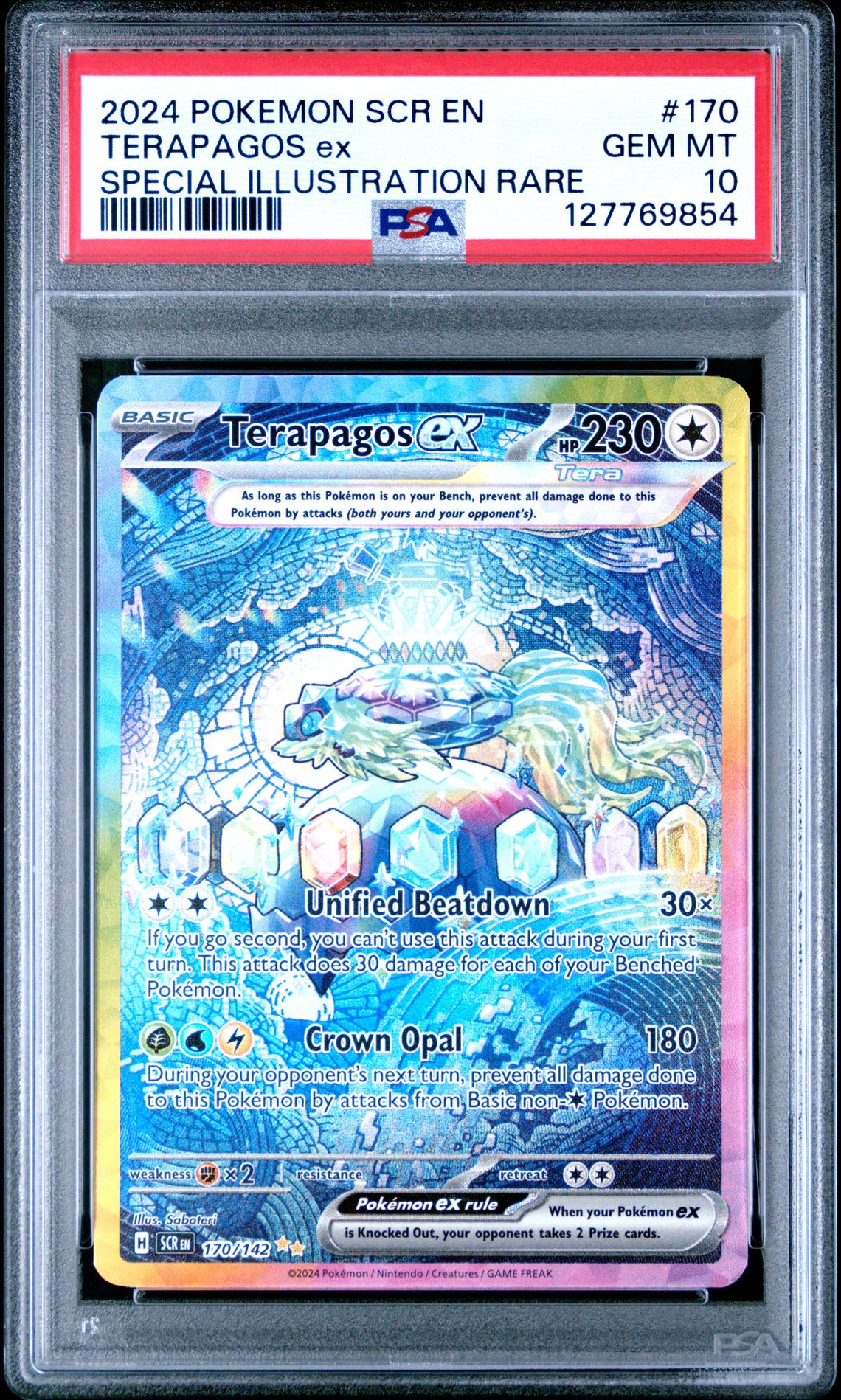 2024 Pokemon Scr En-Stellar Crown Terapagos Ex #170 (Special Illustration Rare) Gem Mt 10 front