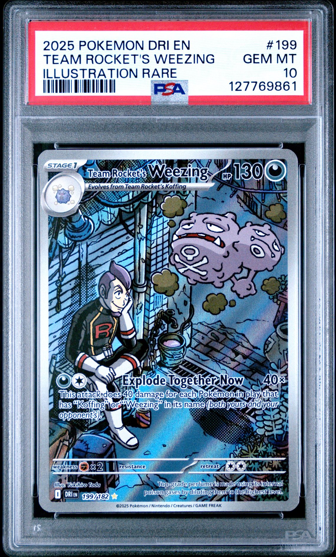 2025 Pokemon Dri En-Destined Rivals Team Rocket's Weezing #199 (Illustration Rare) Gem Mt 10 front