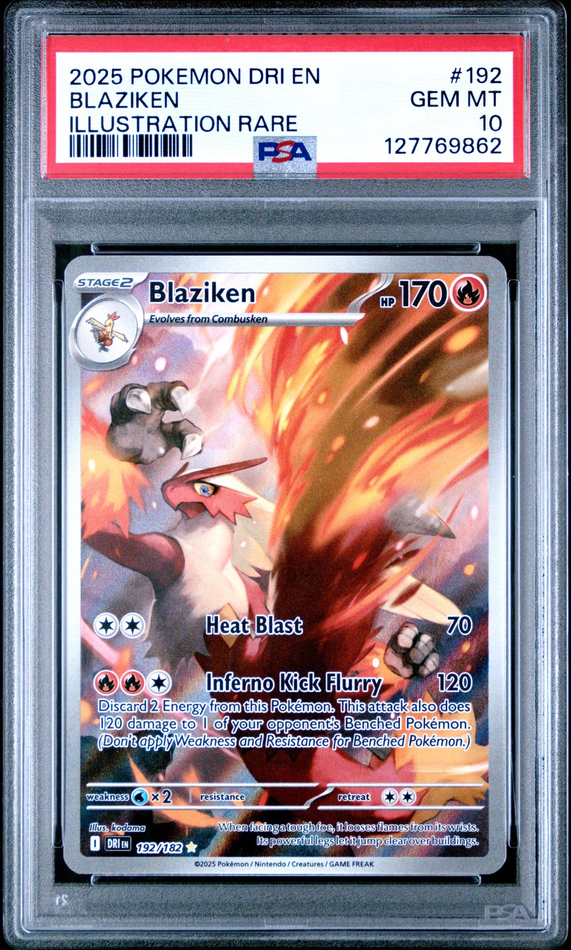 2025 Pokemon Dri En-Destined Rivals Blaziken #192 (Illustration Rare) Gem Mt 10 front