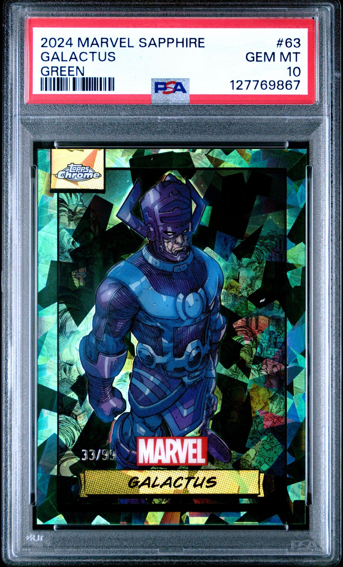 2024 Topps Chrome Marvel Sapphire Edition Galactus #63 (Green) Gem Mt 10 front