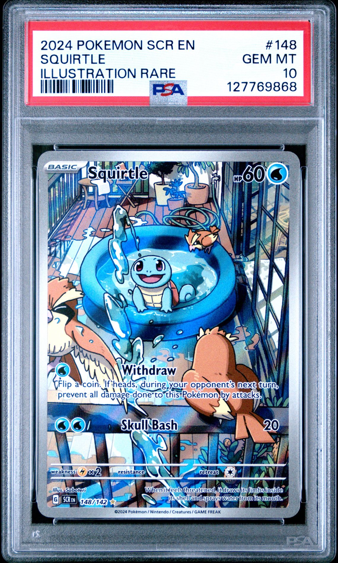 2024 Pokemon Scr En-Stellar Crown Squirtle #148 (Illustration Rare) Gem Mt 10 front