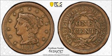 1857 1C Small Date XF40BN