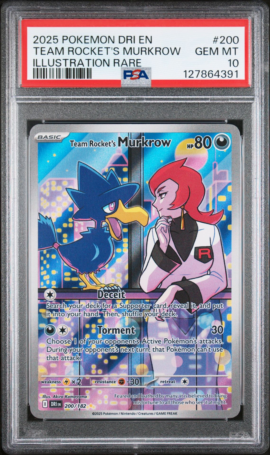 2025 Pokemon POKEMON DRI EN-DESTINED RIVALS ILLUSTRATION RARE #200 Team Rocket's Murkrow front