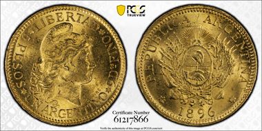 1896 Argent KM-31  Au MS63