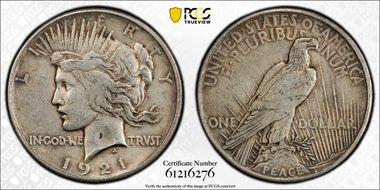 1921 $1 High Relief, Peace XF45