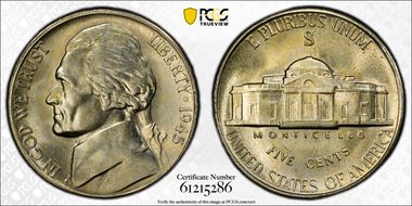 1945-S 5C MS65