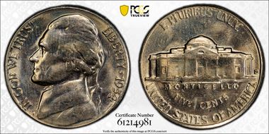 1954-S/D 5C Overmintmark, FS-501 MS64