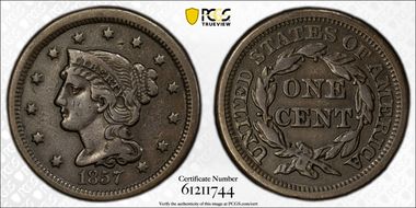 1857 1C Small Date VF35BN