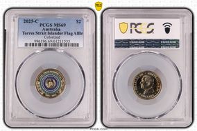 2025-C $2 Torres Strait Islander Flag Colorized  AlBr MS69