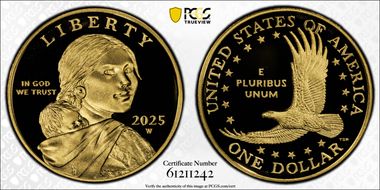 2025-W SAC$1 25th Anniversary .9999 Au PR70DCAM