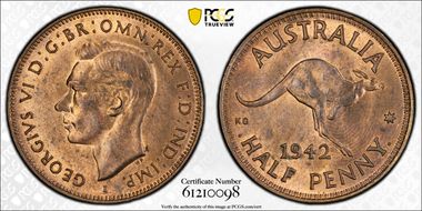 1942-I 1/2D Long Reverse Denticles MS64RB