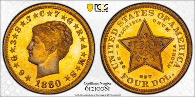 1880 $4 Coiled Hair PR67