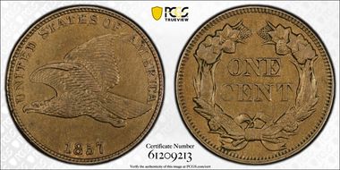 1857 1C DDO, FS-101, S-4 AU58