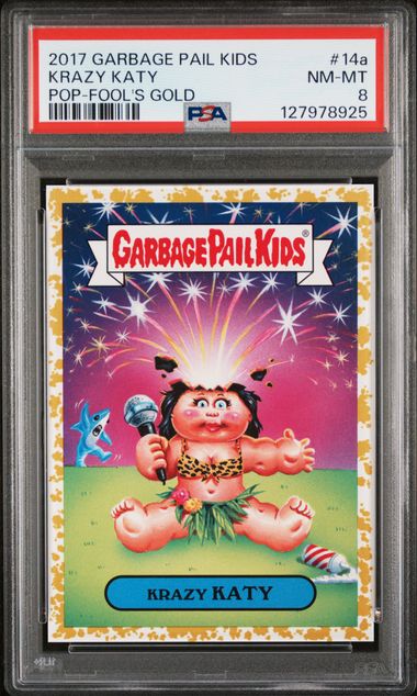 2017 Topps GARBAGE PAIL KIDS BATTLE OF THE BANDS POP FOOL'S GOLD #14A Krazy Katy front