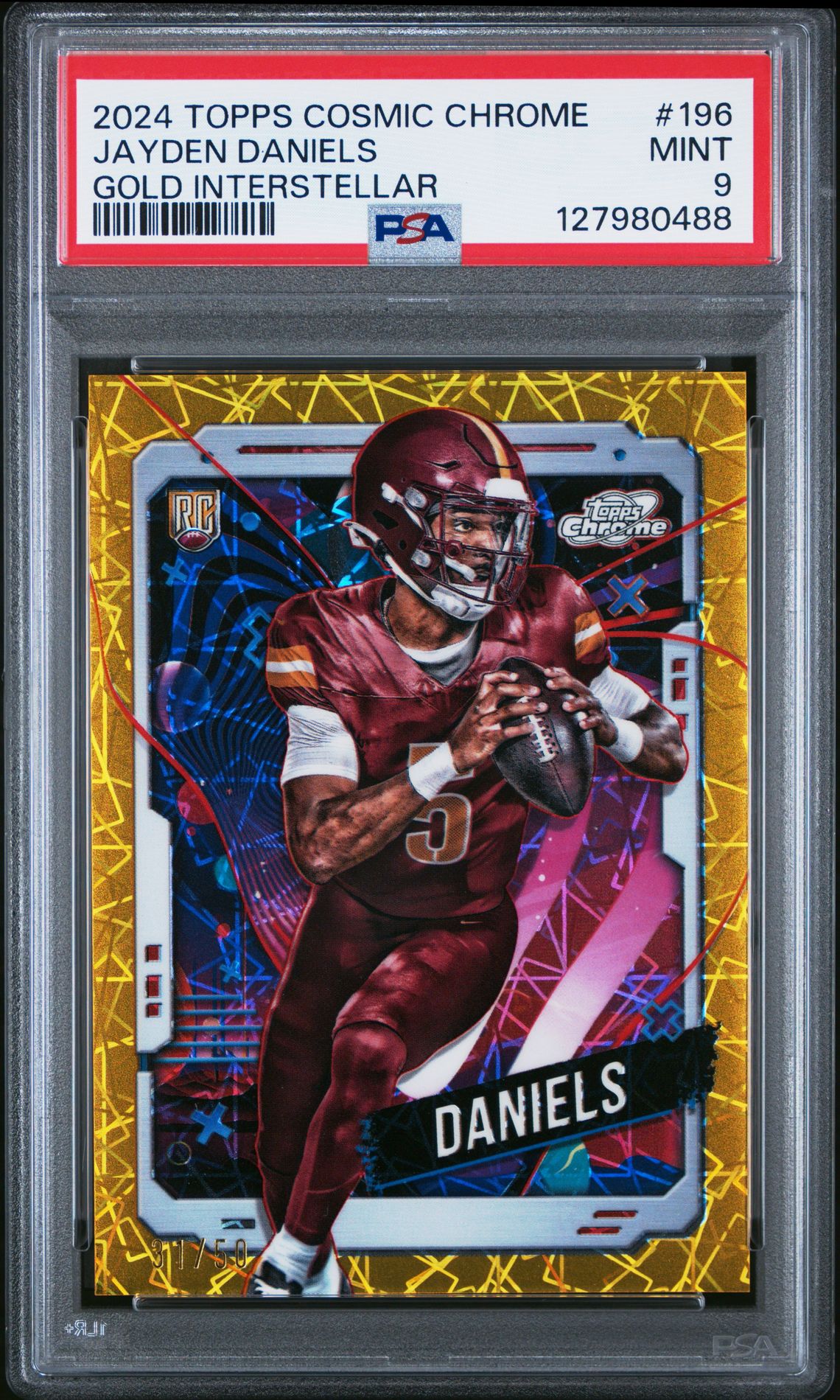 2024 Topps Cosmic Chrome Jayden Daniels #196 (Gold Interstellar) Mint 9 front