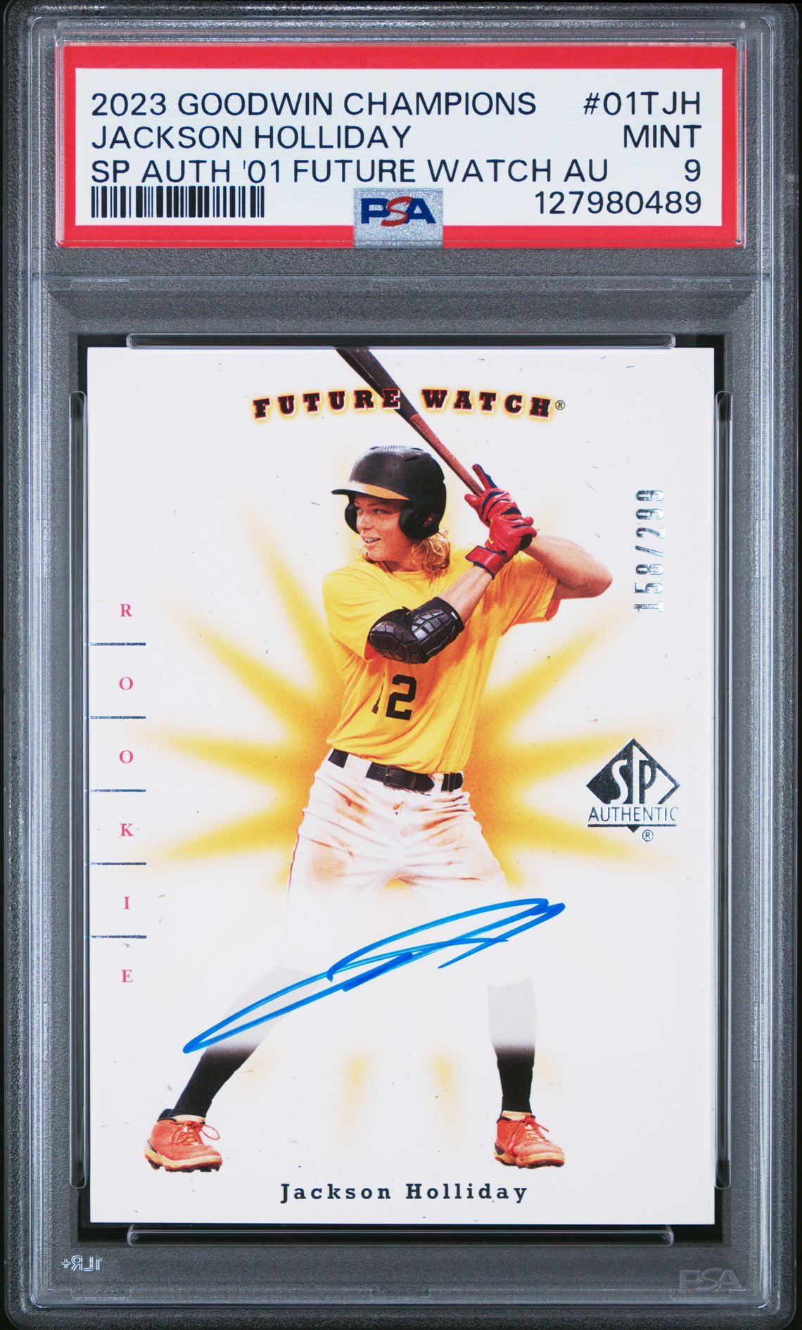 2023 Upper Deck Goodwin Champions Sp Authentic 2001 Future Watch Autographs Jackson Holliday #01Tjh Mint 9 front